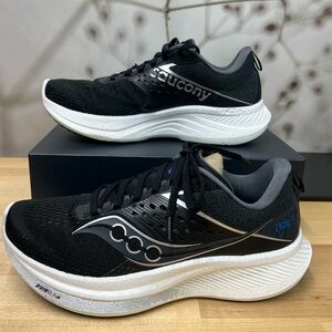 Saucony Ride 17 Running Shoes in Black White Blue